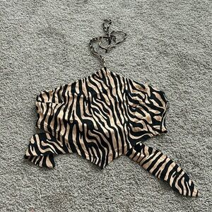 halter tie top zebra print